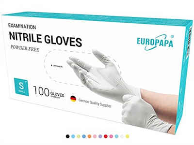 EUROPAPA Nitril-Handschuhe Einweghandschuhe Untersuchungshandschuhe (100 STK Nitrilhandschuhe, steril, latexfrei) puderfrei, ohne Latex, unsteril, latexfrei, Einweg