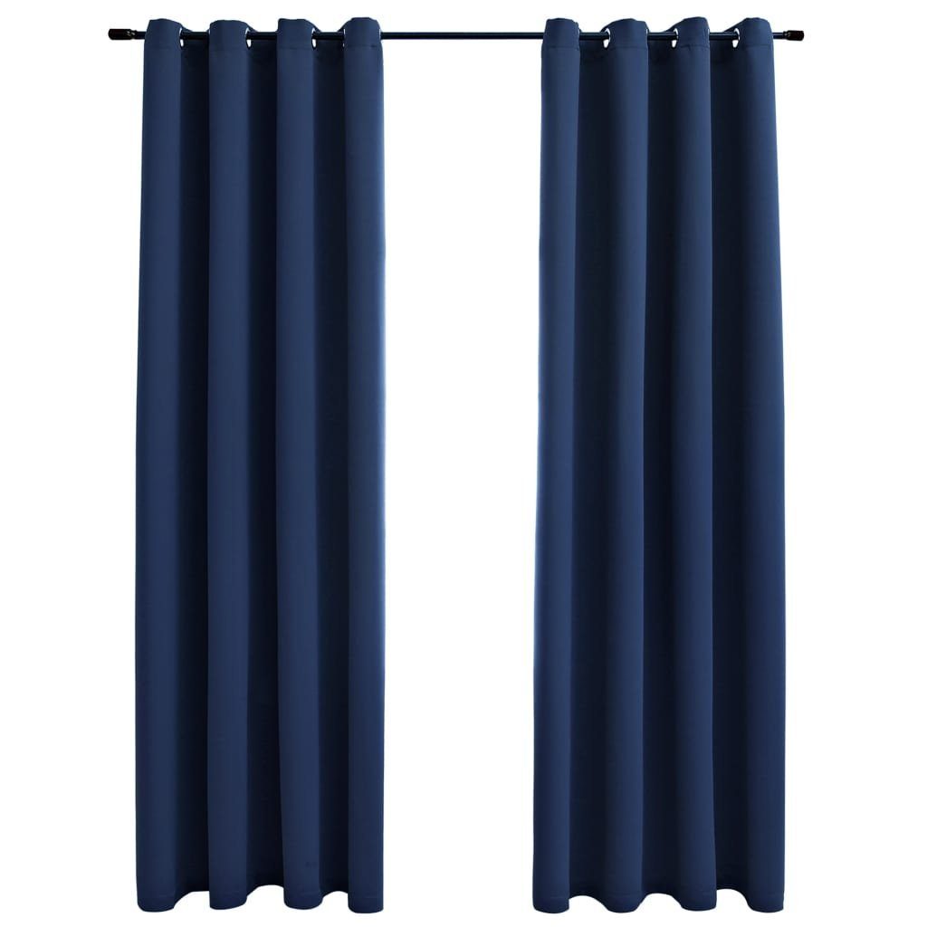 mit St) (1 2 Metallösen Stk. furnicato, Vorhang Blau 140x225cm, Verdunkelungsvorhänge