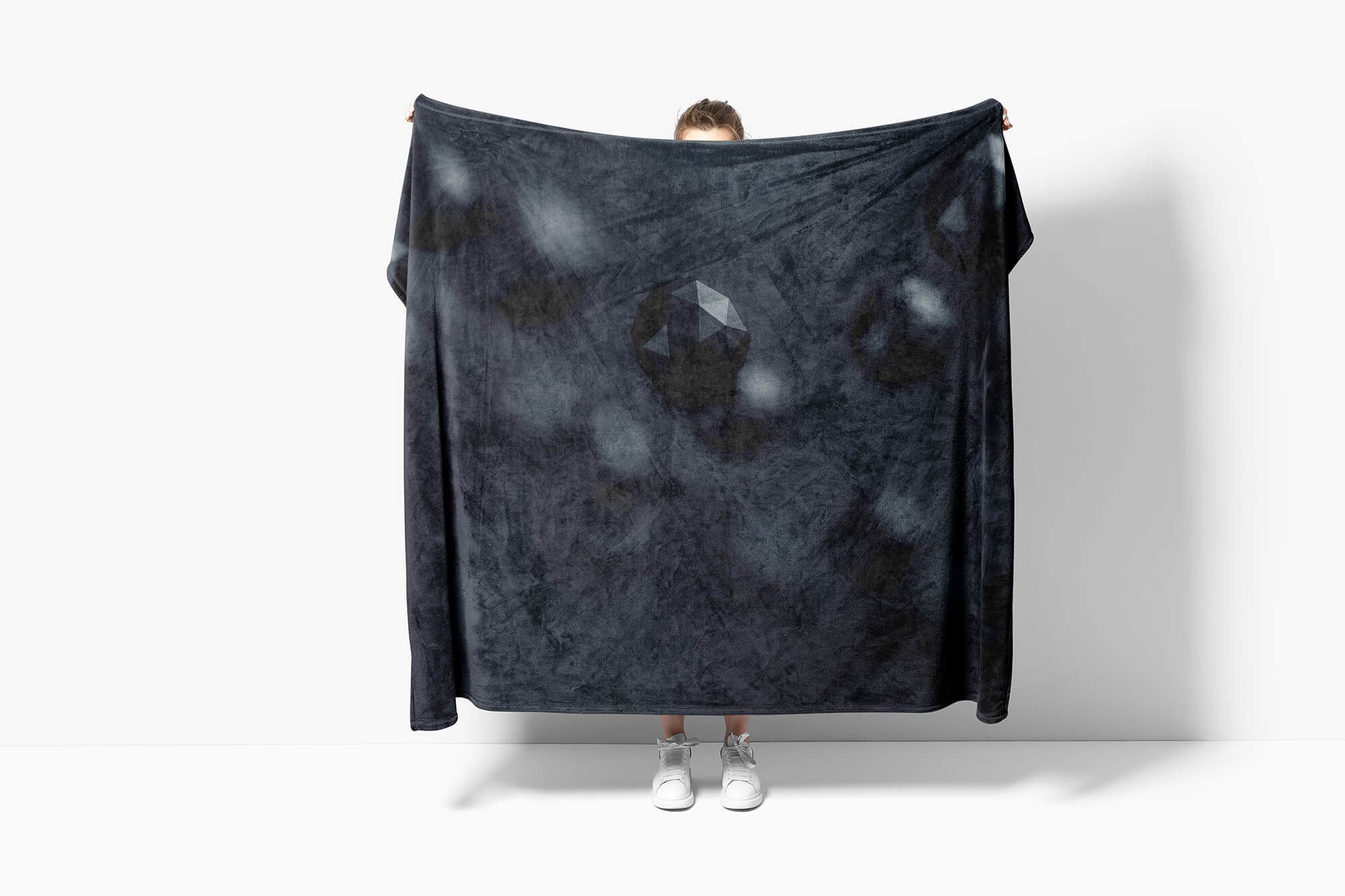 Sinus Art Fotomotiv Baumwolle-Polyester-Mix Kuscheldecke Handtuch Strandhandtuch Kugeln, mit Schwarz 3d Saunatuch (1-St), Kunst Handtücher Handtuch