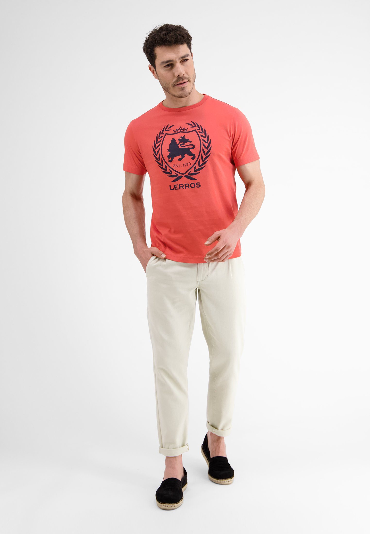 T-Shirt HIBISCUS RED Logoprint LERROS T-Shirt, LERROS