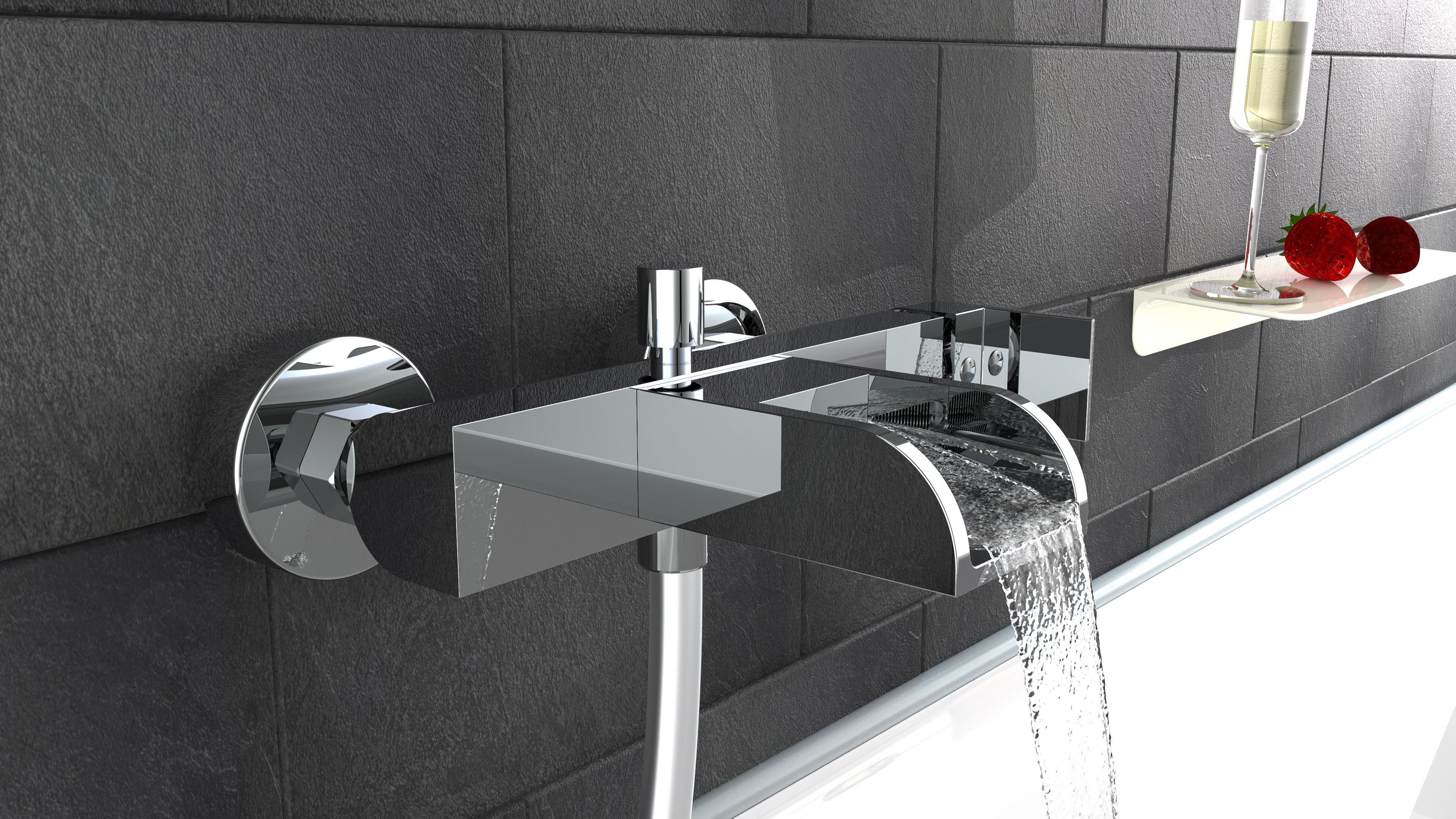Schütte Wannenarmatur Idrovia Badewannenarmatur Wasserfall, Mischbatterie, Wasserhahn Bad in Chrom