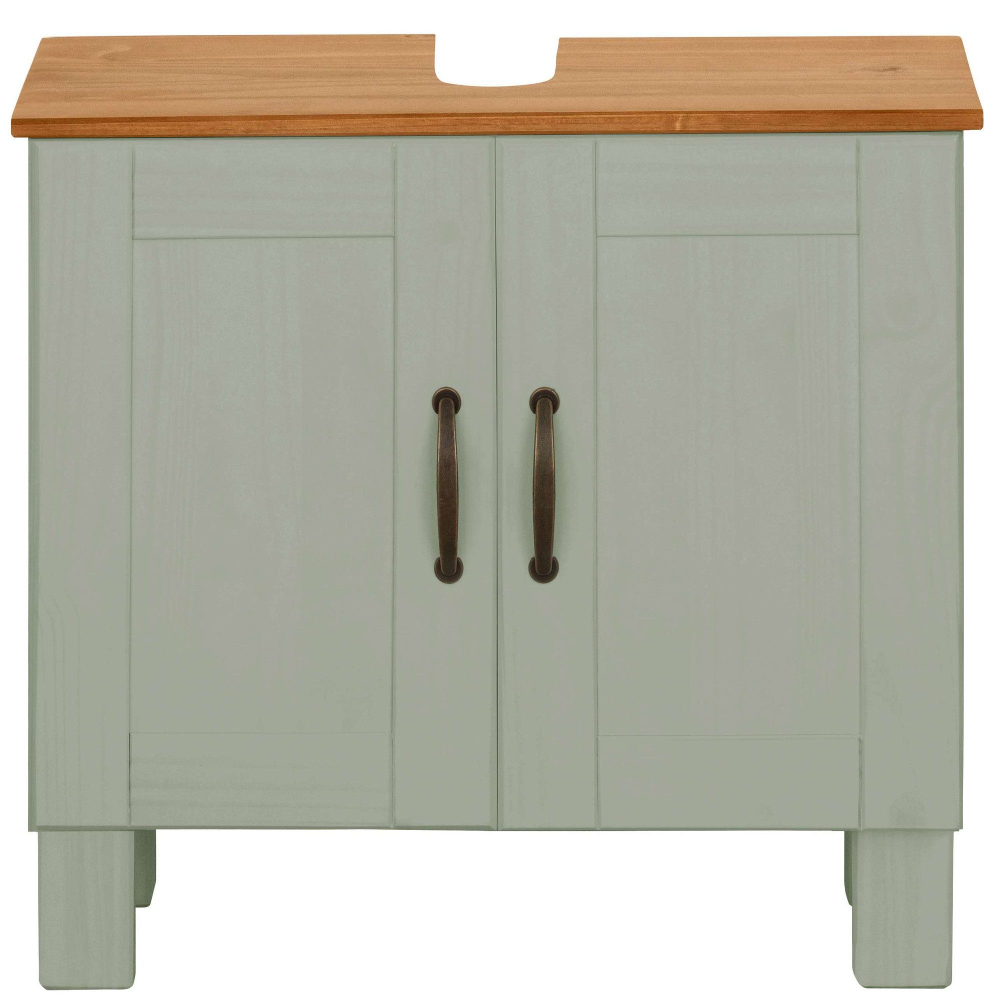 Home affaire Waschbeckenunterschrank Rodby FSC®-zertifiziertes Massivholz, Griffe Metall, Breite 60cm, Höhe 55cm