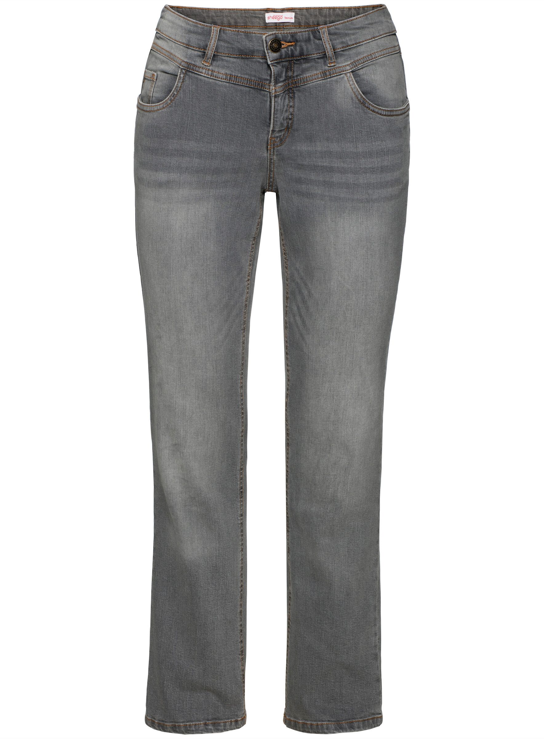 Sheego Bequeme Jeans Stretch-Jeans »Die Gerade« mit Used-Effekten