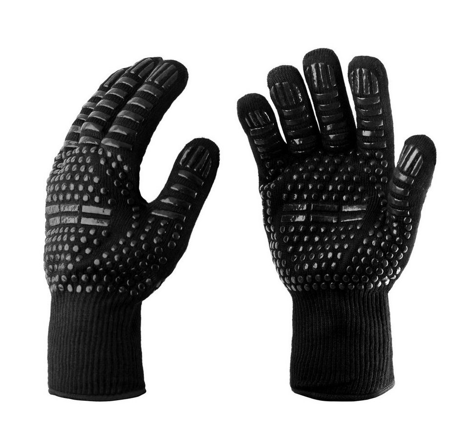 2 x Ofenhandschuhe Silikon Grillhandschuhe schwarz BBQ Handschuhe Backhandschuhe