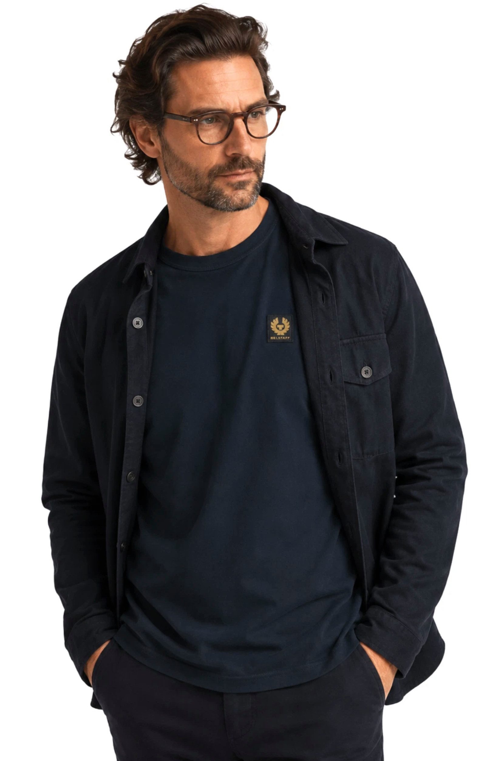 Belstaff Longsleeve T-Shirt London Retro Phoenix Patch Iconic Tee Modern Cut (1-tlg) Ideal für Alltag, Business Casual und Freizeit