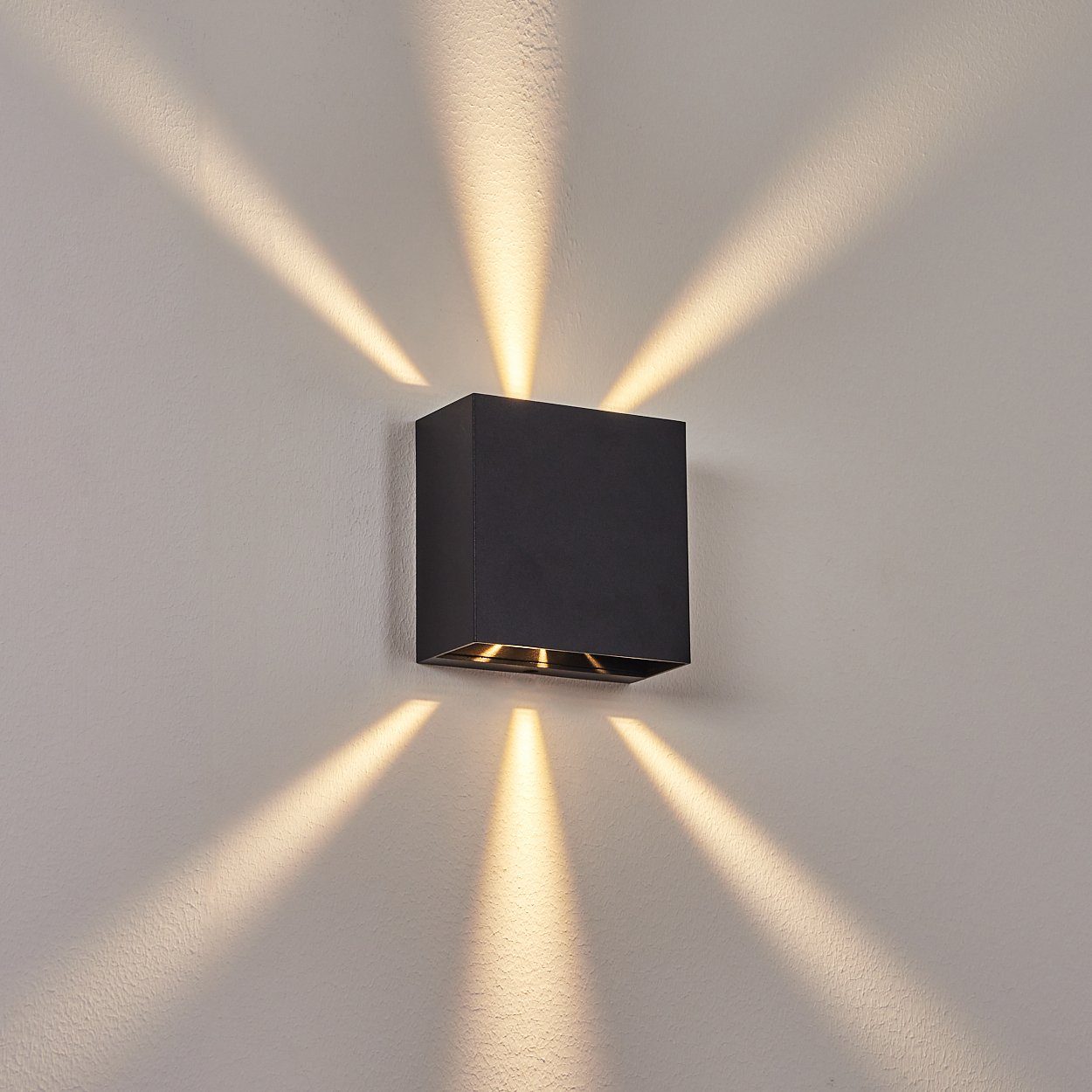 Down hofstein Außenlampe aus moderne Außen-Wandleuchte Kelvin, 400 Schwarz, IP54 Metall sich & lässt ändern, 3000 Lichteffekt, Lumen, Effekt LED in Außenwandlampe »Meida« Up