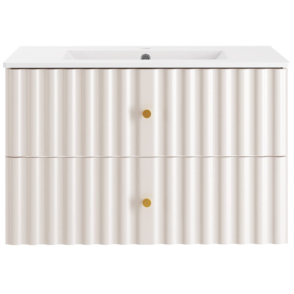Lomadox Waschtisch AQUINO-140, Waschbeckenunterschrank Badezimmerschrank 80 cm breit modern in weiß