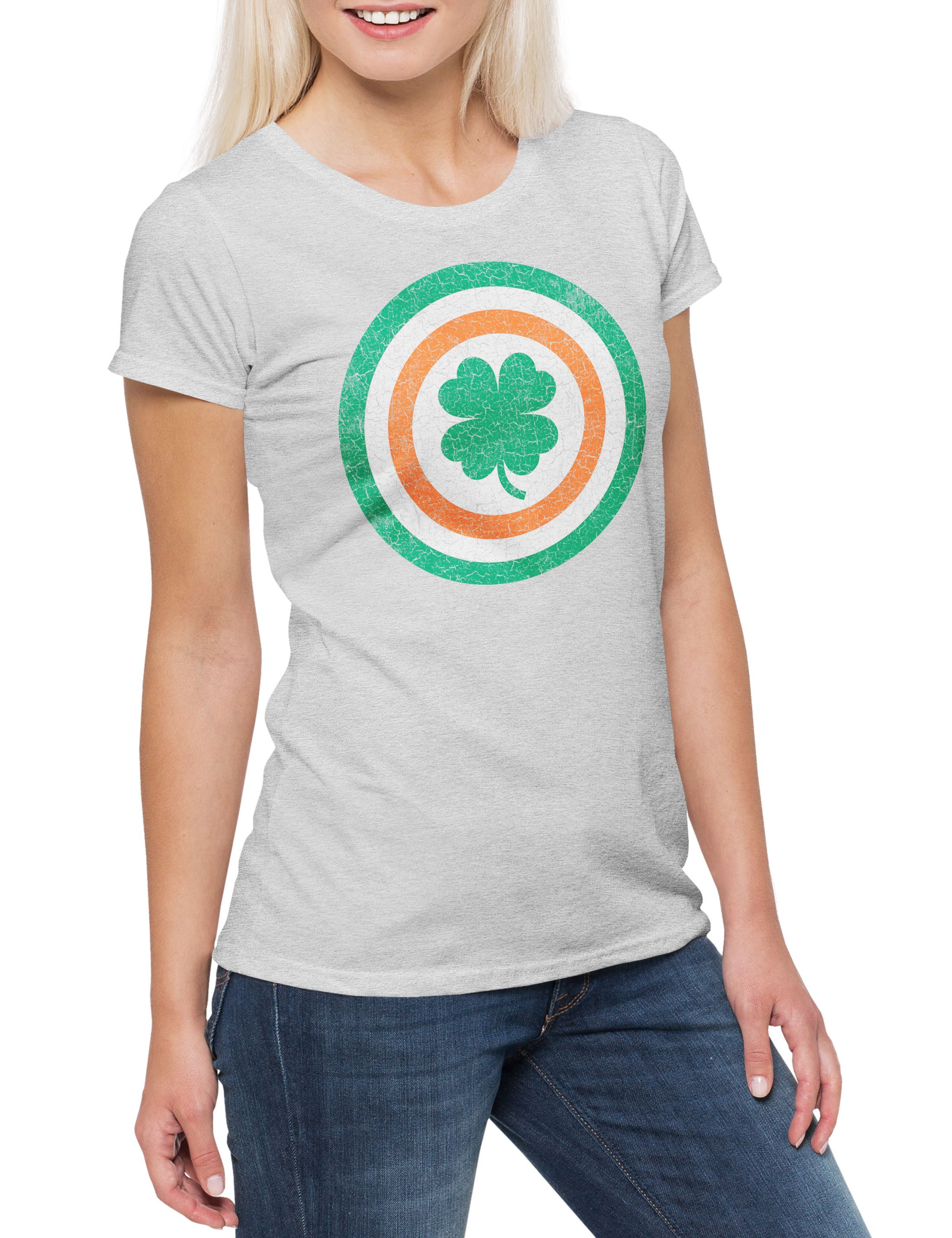 Urban Backwoods Print-Shirt Captain Ireland Damen T-Shirt ahne Flagge BannerIrland irische (1-tlg) Kleeblatt Cloverleaf Green Pub
