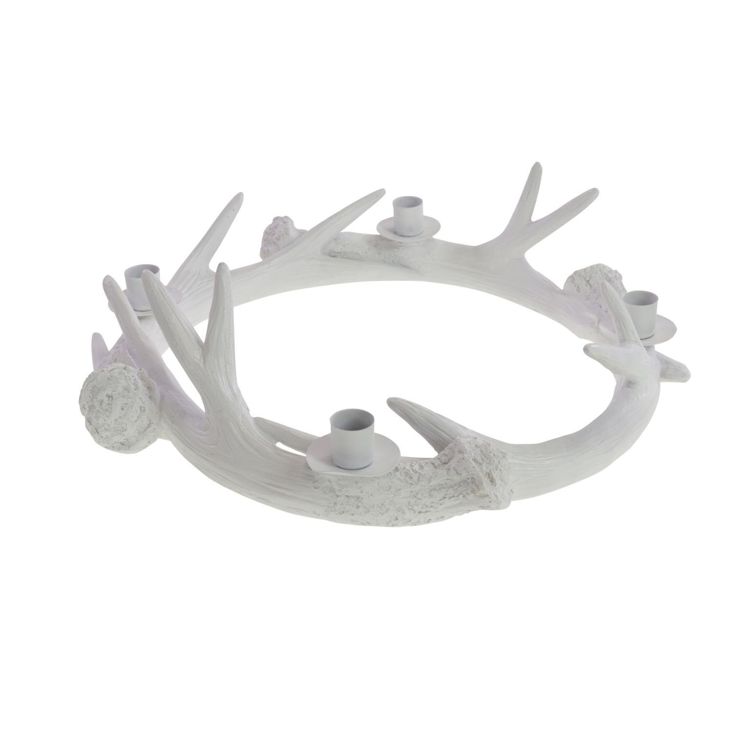 Werner Voß Weihnachtsfigur Adventskranz Geweih - weiß - Polyresin - 40x38 -5x11,5 cm
