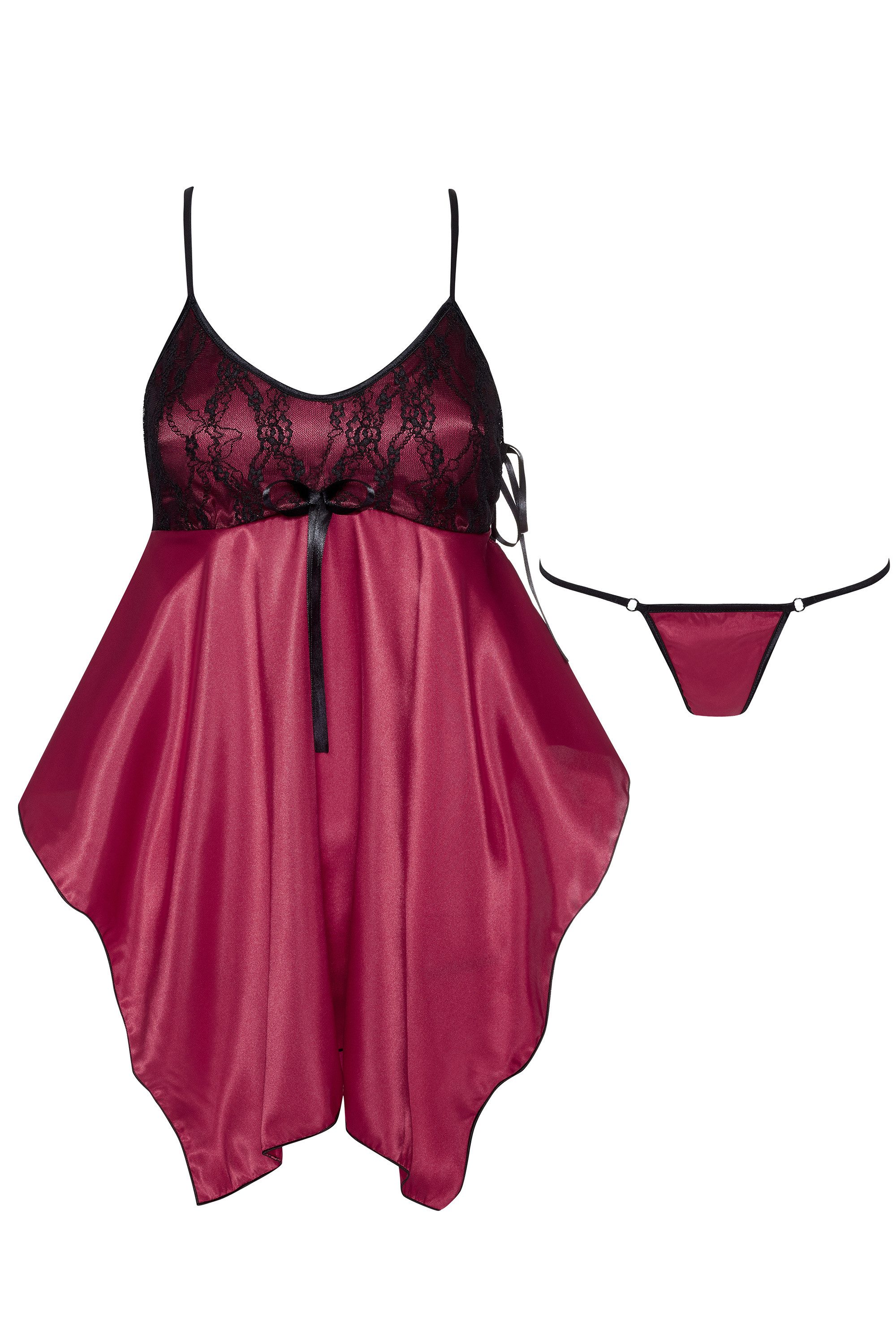 Negligé Negligee Julieta violett-schwarz aus Satin +