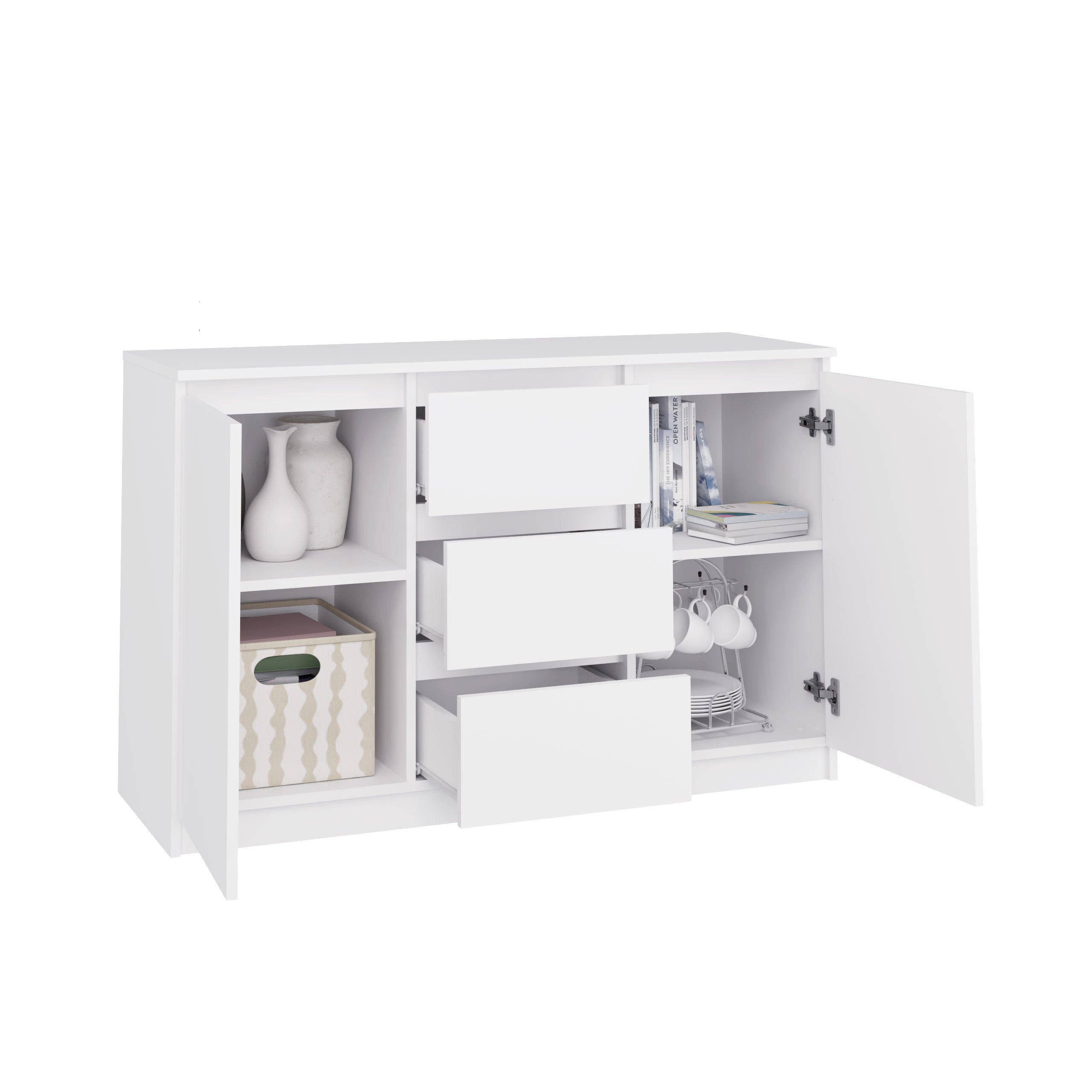 Raumhirsch Furniture Kommode Sideboard 120 cm breit (Maße 40 x 120 x 75 cm mit 2 Türen, 3 Schubladen), verschiedene Farben – Bild 4 von 5