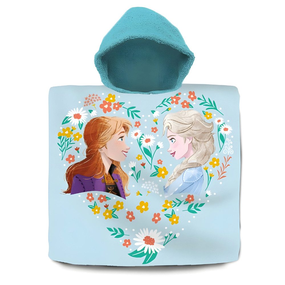 Disney Badeponcho Disney Die Eiskönigin Anna Elsa Kinder Poncho 100% Baumwolle, Baumwolle, Kapuze, Gr. 60x60 cm