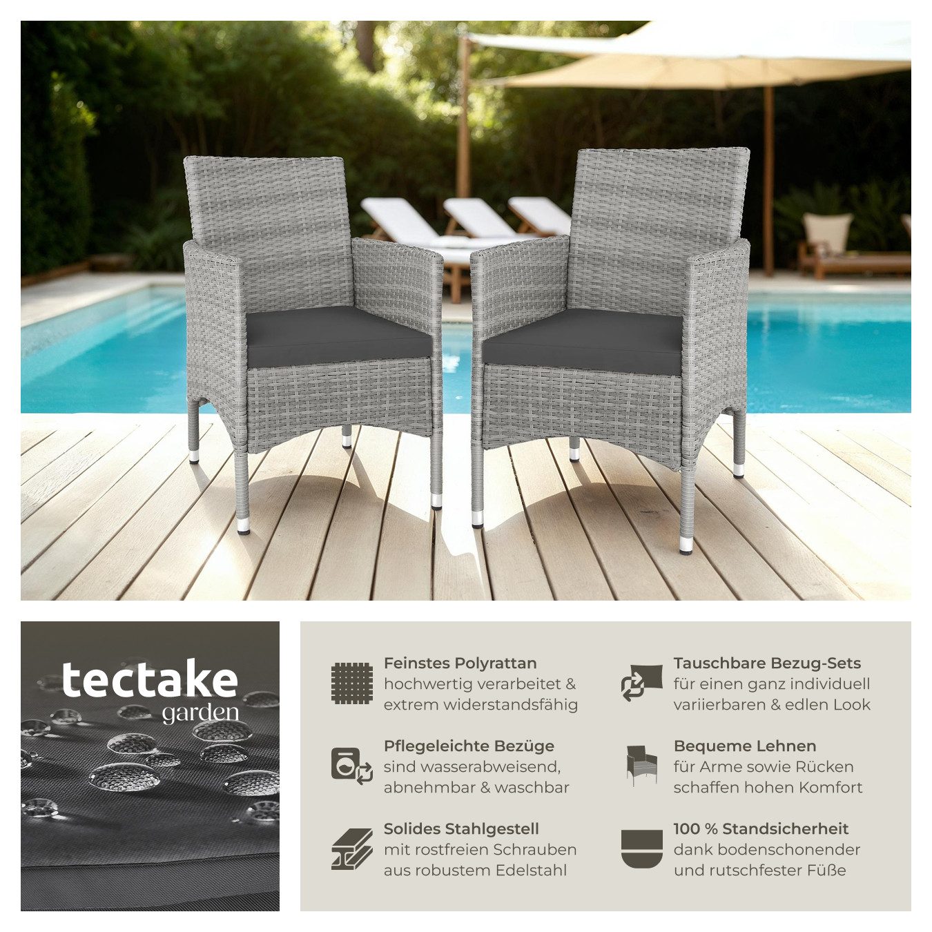 tectake Rattanstuhl 2er Set Rattanstuhl (Set, günstig online kaufen