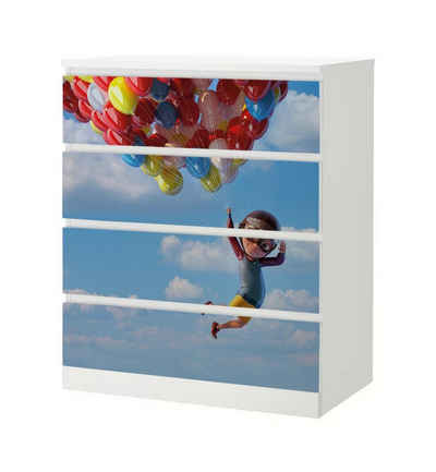 MyMaxxi Möbelfolie Kommodenaufkleber Malm Junge fliegt mit Luftballons am Himmel