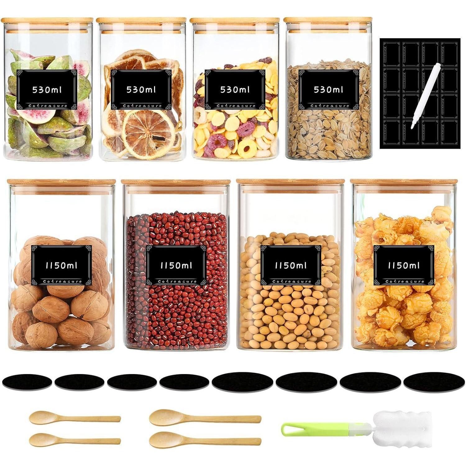 LuxusKollektion Gläser-Set VorratsgläSer mit Deckel 8er Set Luftdicht GlasbehäLter Spaghetti