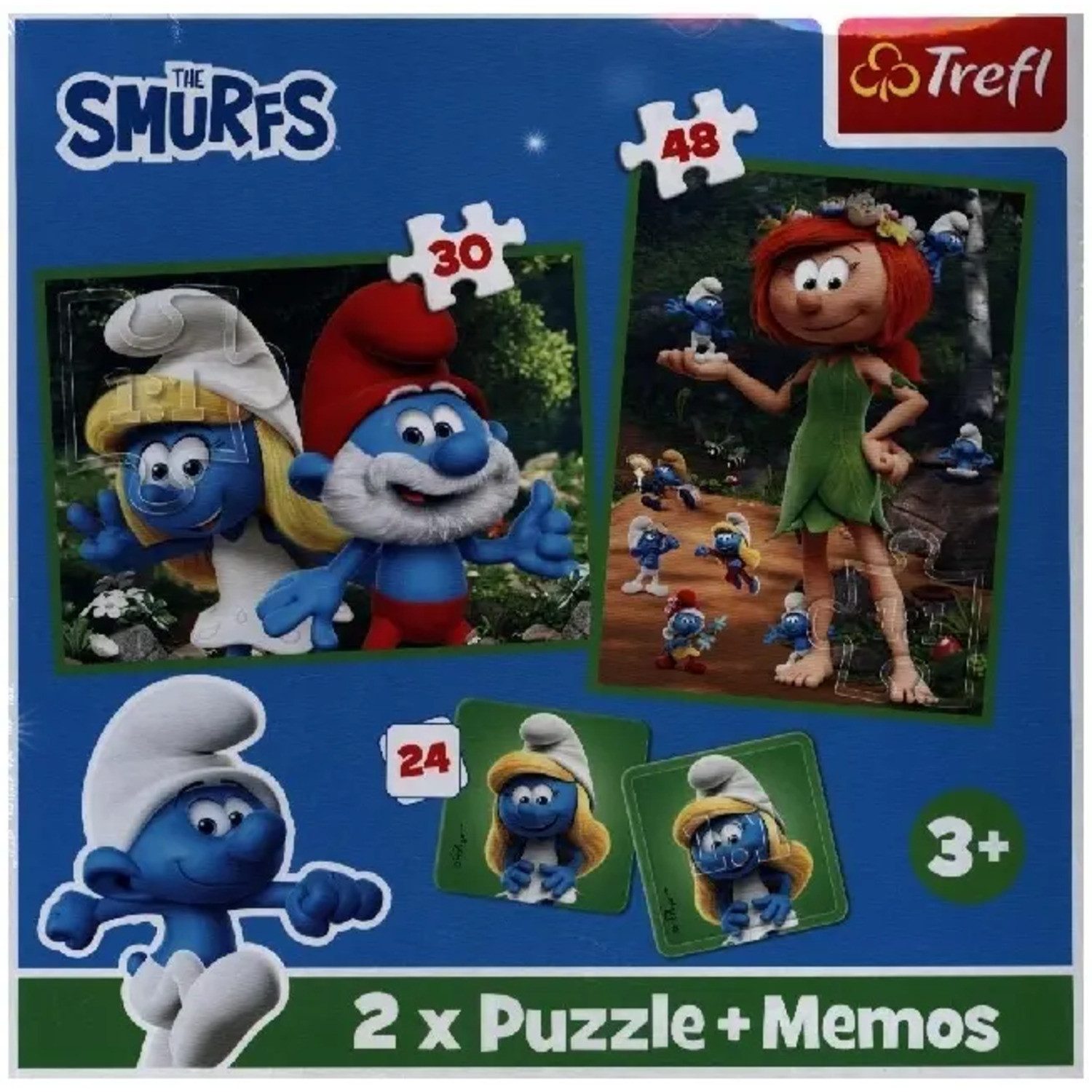 Trefl Puzzle 2 in 1 Puzzles + Memo - Die Schlümpfe haben Spaß, 199 Puzzlete günstig online kaufen