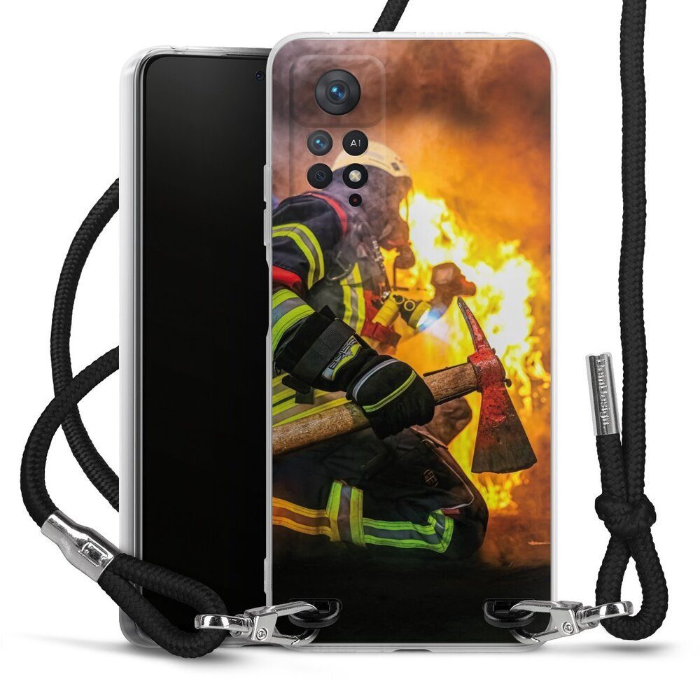 DeinDesign Handyhülle Feuerwehr Feuer Lebensretter Volunteer Firefighter, Xiaomi Redmi Note 11 Pro 5G Handykette Hülle mit Band Cover mit Kette