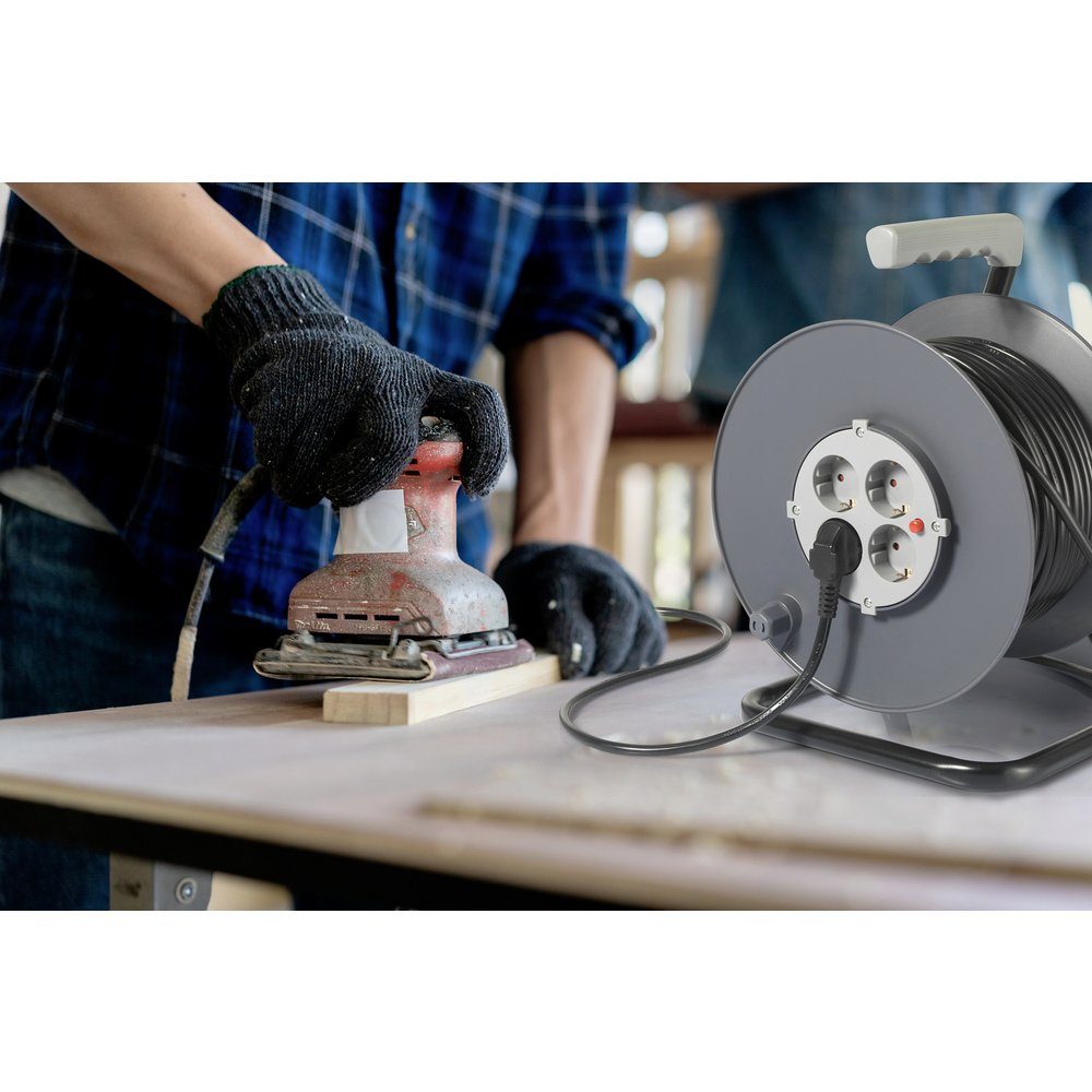 Sygonix Sygonix SY-5655926 Kabeltrommel 25 m Schwarz Schutzkontakt-Stecker günstig online kaufen