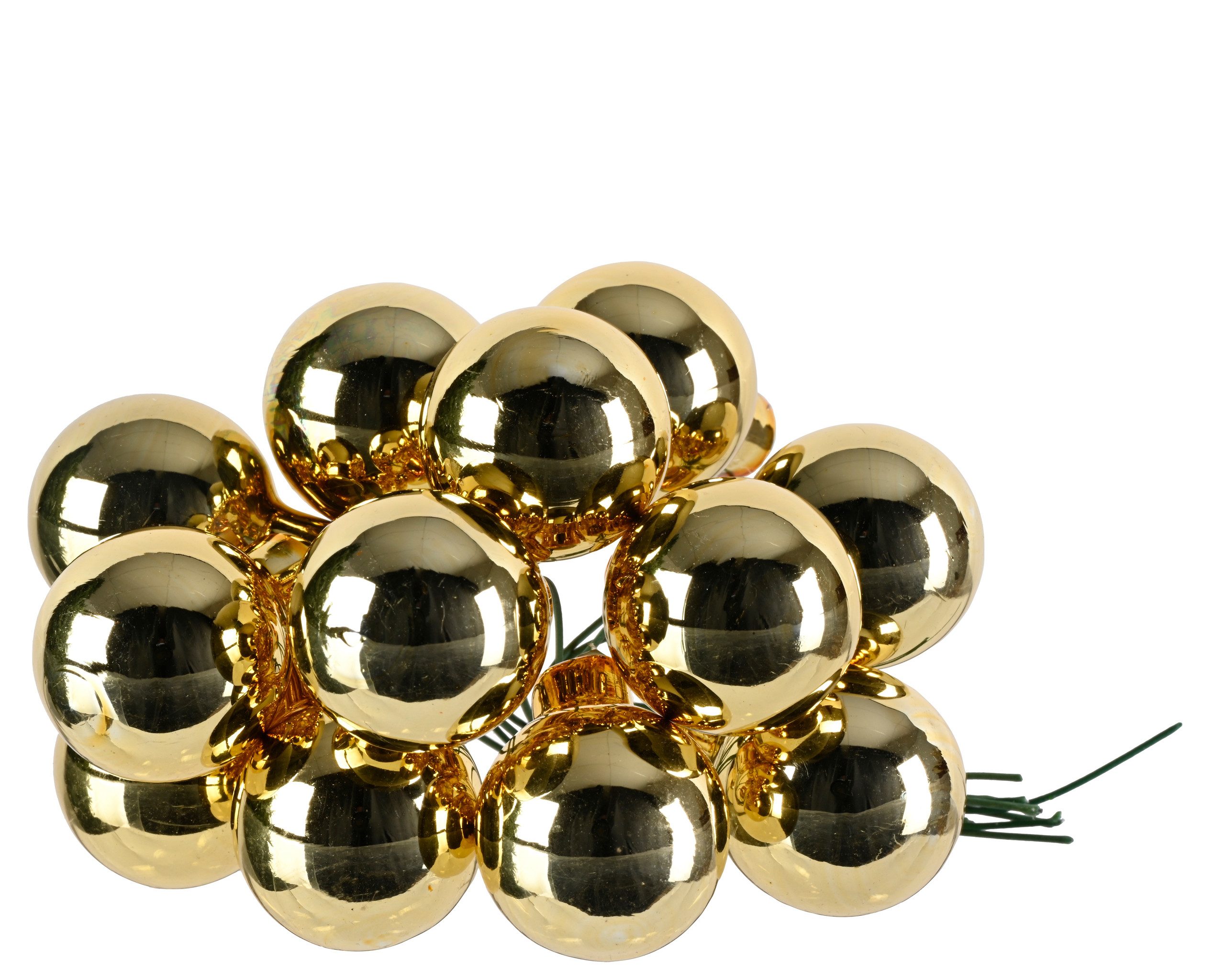 Kaemingk Christbaumschmuck, Weihnachtskugeln am Draht 2,5cm Glas 144 Stück - Hellgold glänzend