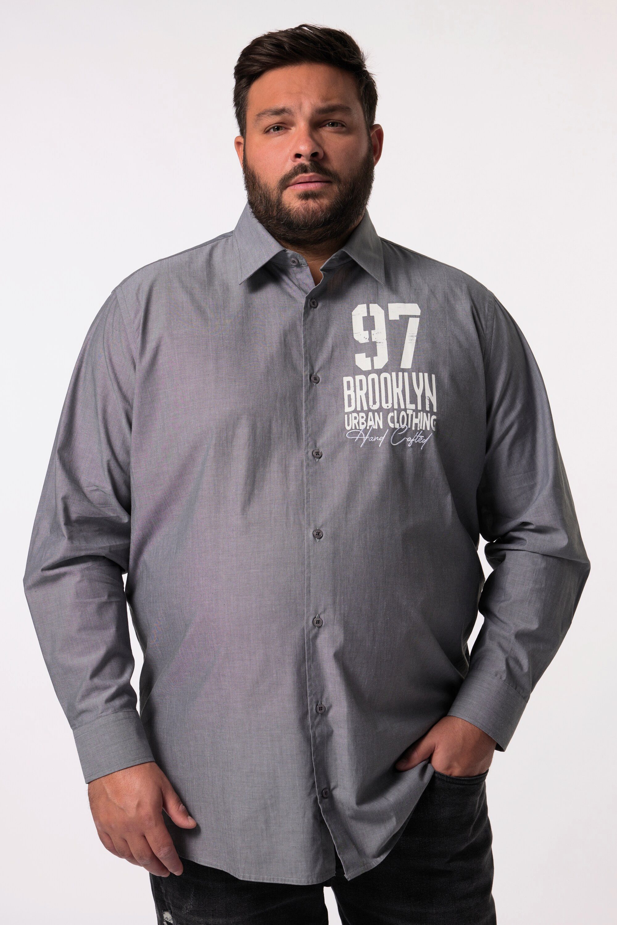 Businesshemd Men+ Hemd Langarm Kentkragen Brust-Print bis 8 XL