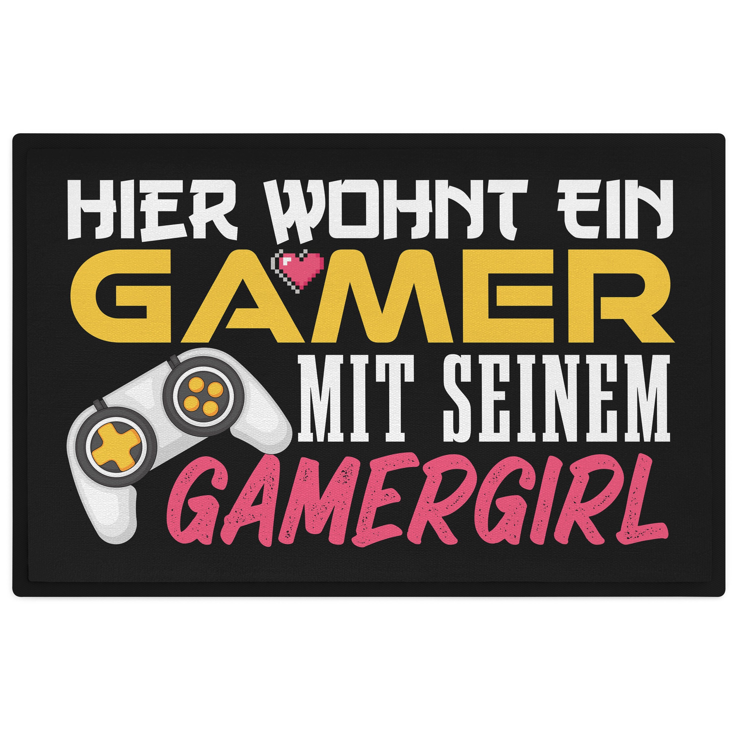 Gamergirl Zocker Fußmatte Wohnt Trendation Fußmatte L, Hier Geschenk Gamer Ein Geschenkidee