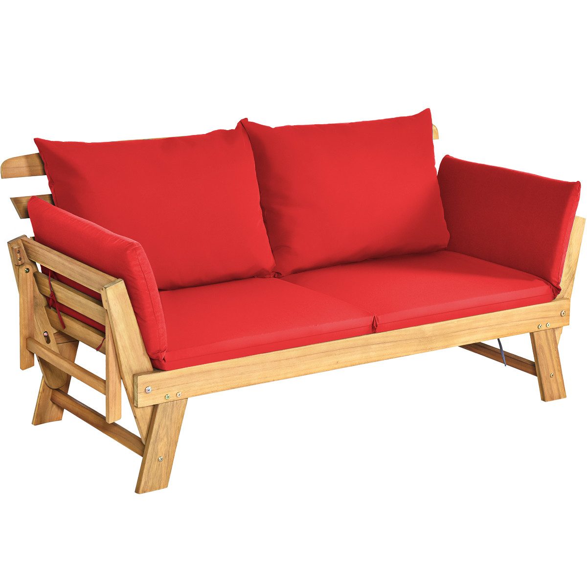 COSTWAY Gartenbank 4-in-1 XXL mit Liegefunktion, Auflage, 198x75x75cm, 320kg