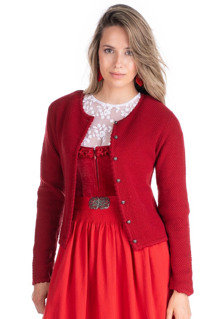 Trachtenjacke Trachten Strickjacke - VILSECK III - chili
