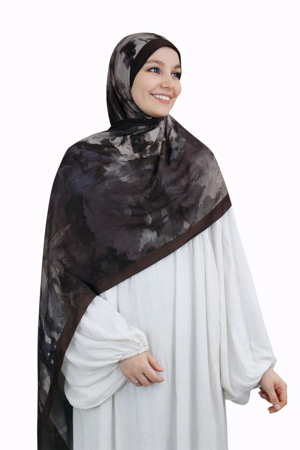 Aymasal Hijab Printed Soft Hijab Aquarell Look Kopftuch Schal Modest Fashion Trend Printed Soft Hijab aus Baumwolle 187x70 cm