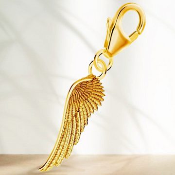 Goldene Hufeisen Charm Flügel Flügel Charm Anhänger für Bettelarmband 925 Silber Vergoldet (inkl. Etui), für Gliederarmband oder Halskette