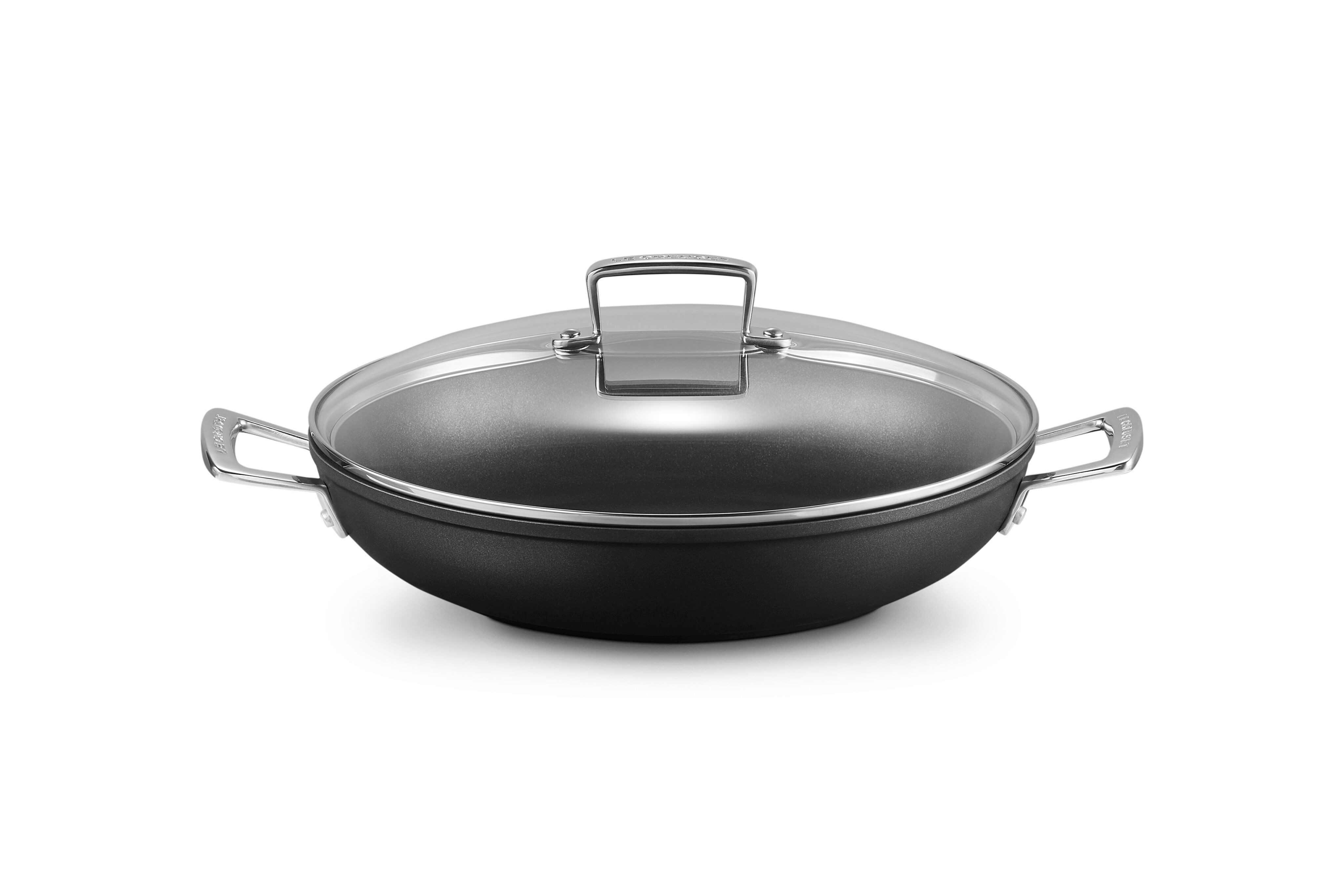 LE CREUSET Bratpfanne Aluminium-Antihaft Profipfanne mit Deckel, Aluminium, Ø 30 cm, Anthrazit/Silber, 51107300010502
