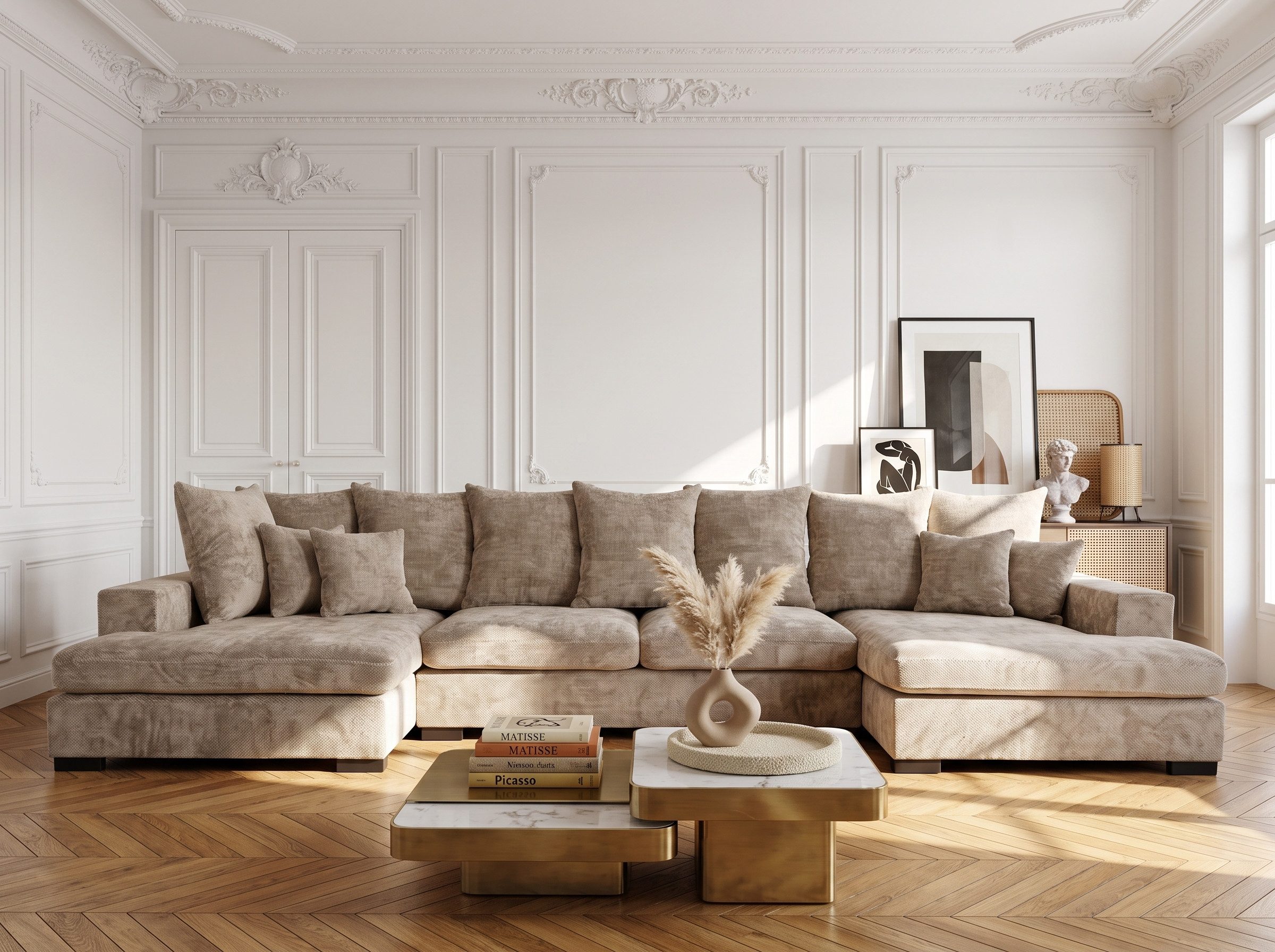 yourhouse24 Wohnlandschaft XXL SELLO U mit Schlaffunktion – HR-Kaltschaum, XXL, mit Bettkasten