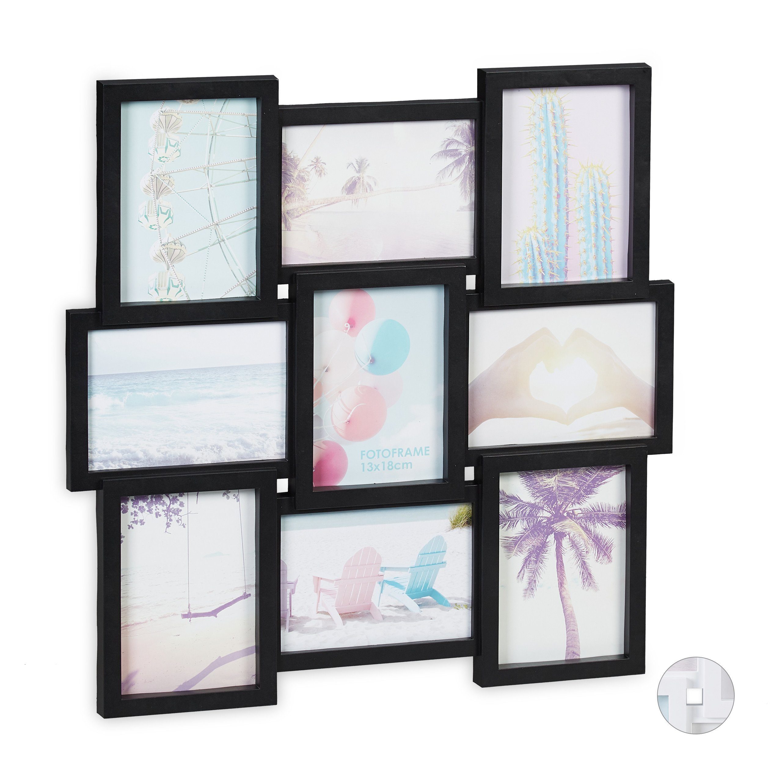 relaxdays Collagerahmen Bilderrahmen Collage 9 Bilder, schwarz günstig online kaufen