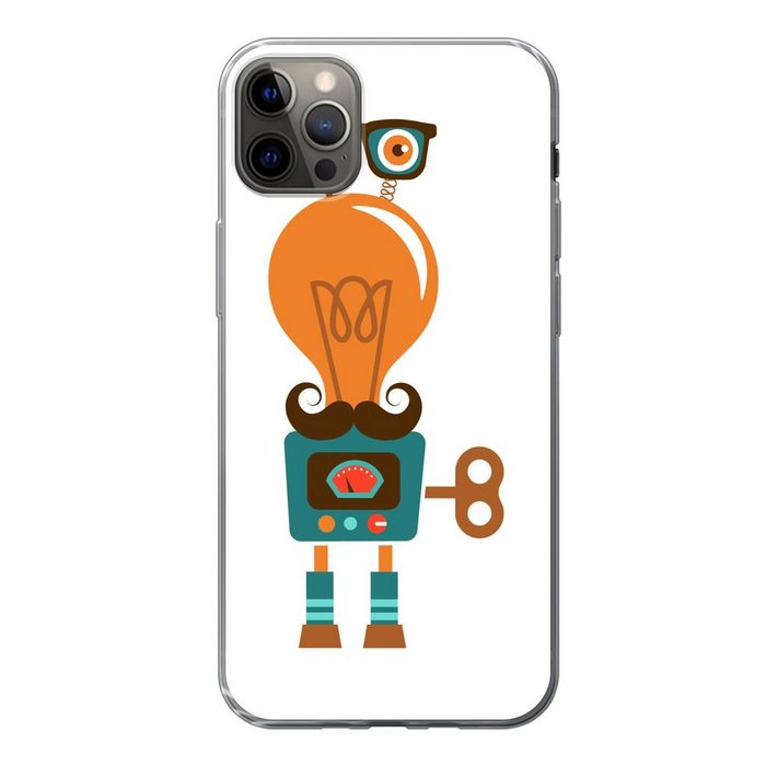 MuchoWow Handyhülle Roboter - Brille - Schnauzbart - Kinder - Jungen Handyhülle Apple iPhone 13 Pro Max Smartphone-Bumper Print Handy