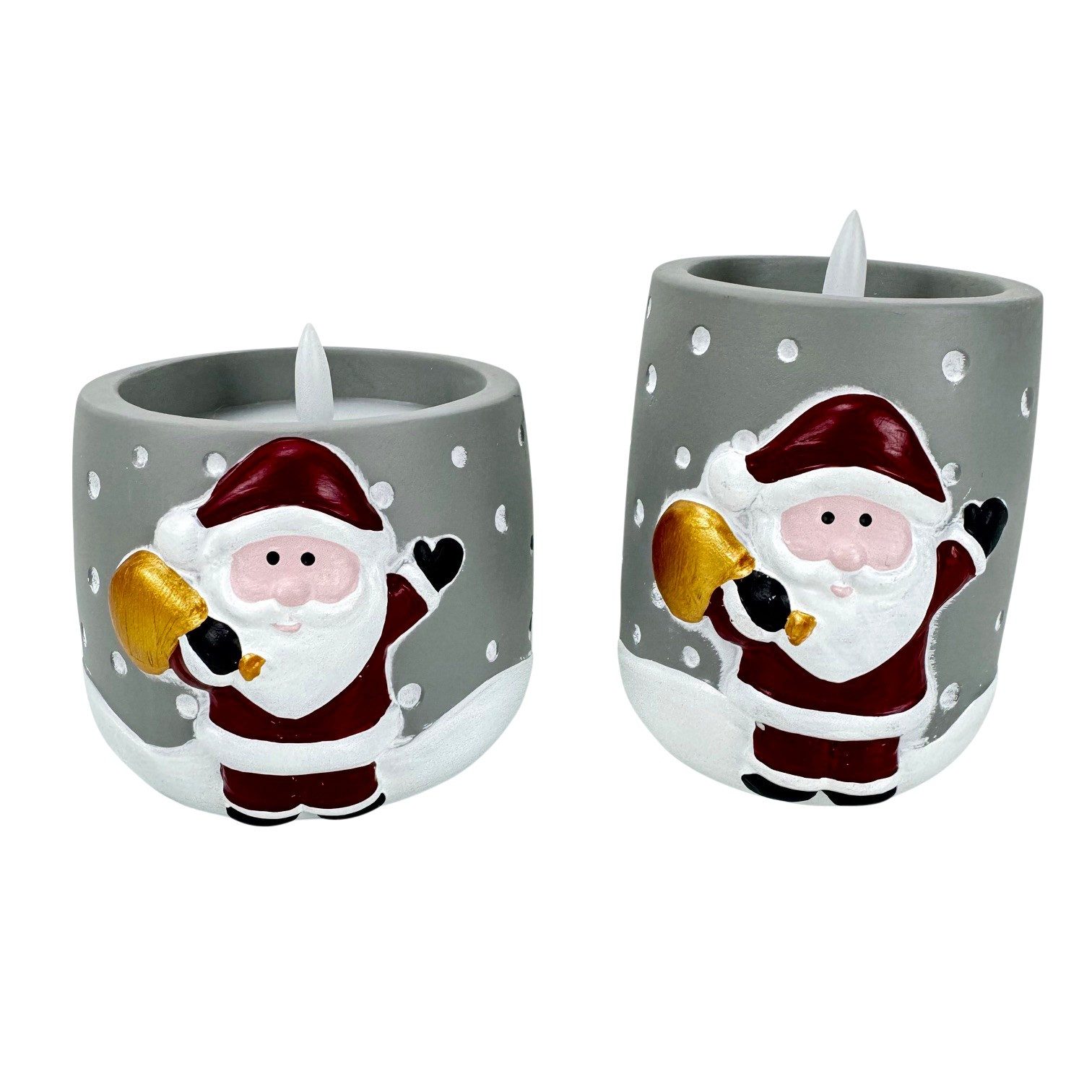 Online-Fuchs LED-Kerze - 2 LED-Kerzen aus Beton mit Weihnachtsmann & Timer günstig online kaufen