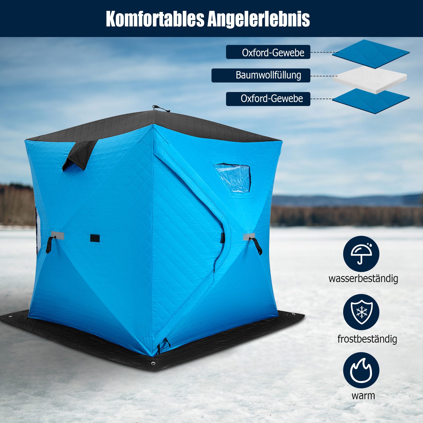 COSTWAY Angelzelt, Personen: 4, Isoliertes Pop-up-Zelt mit Baumwollwänden