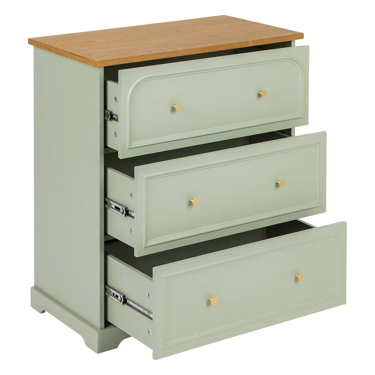 Atmosphera Créateur d'intérieur Stauraumschrank Kommode mit 3 Schubladen MOHEA, salbeigrün, 72 x 39 x 81 cm
