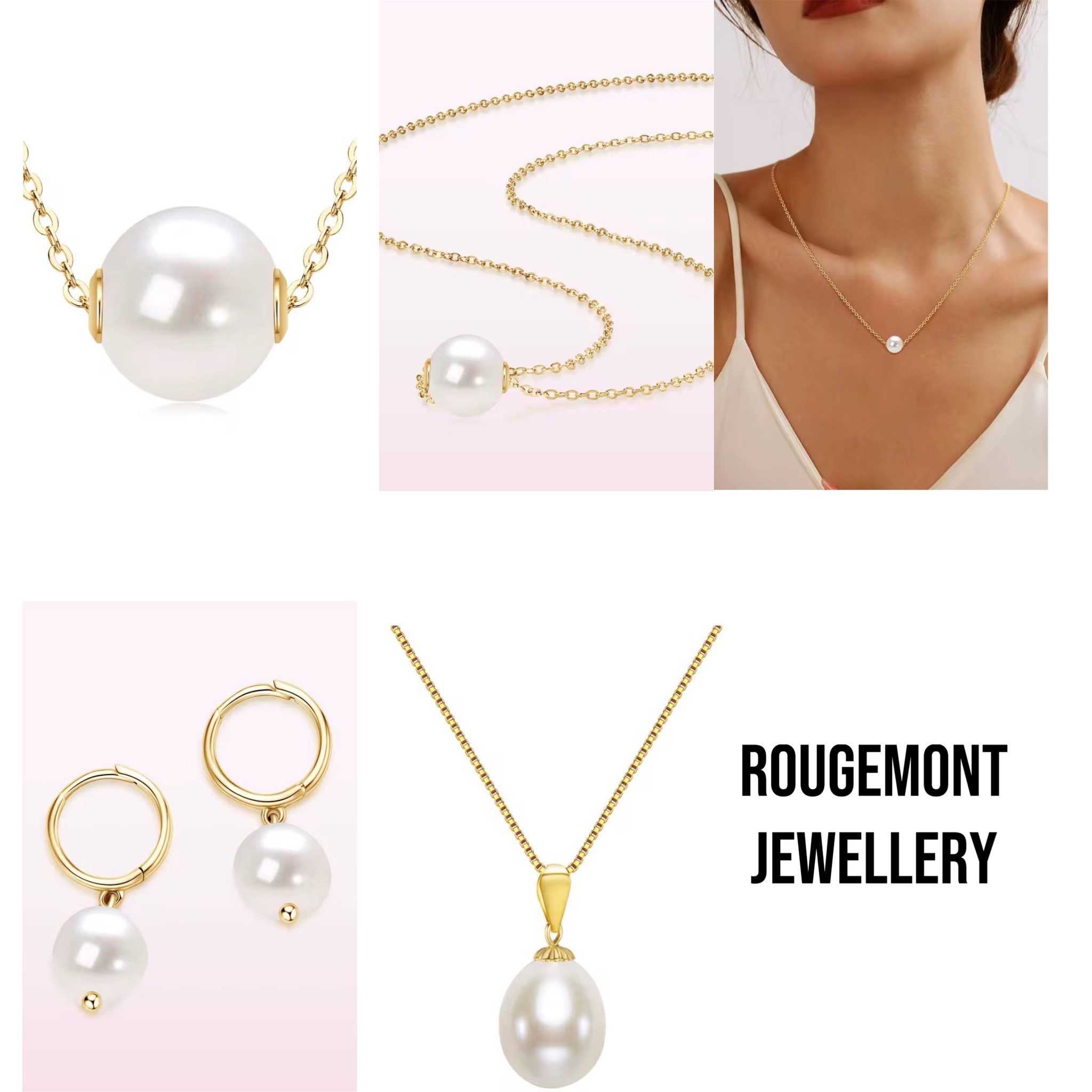 ROUGEMONT Perlenohrringe Damen Perlen Creolen Ohrringe Süßwasserperle 925 Sterling Silber, Hypoallergen