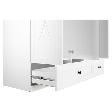 Lomadox Drehtürenschrank LEESTON-131 weiß matt Lefkas Eiche zeitlosen Landhaus Design 137/200/54 cm