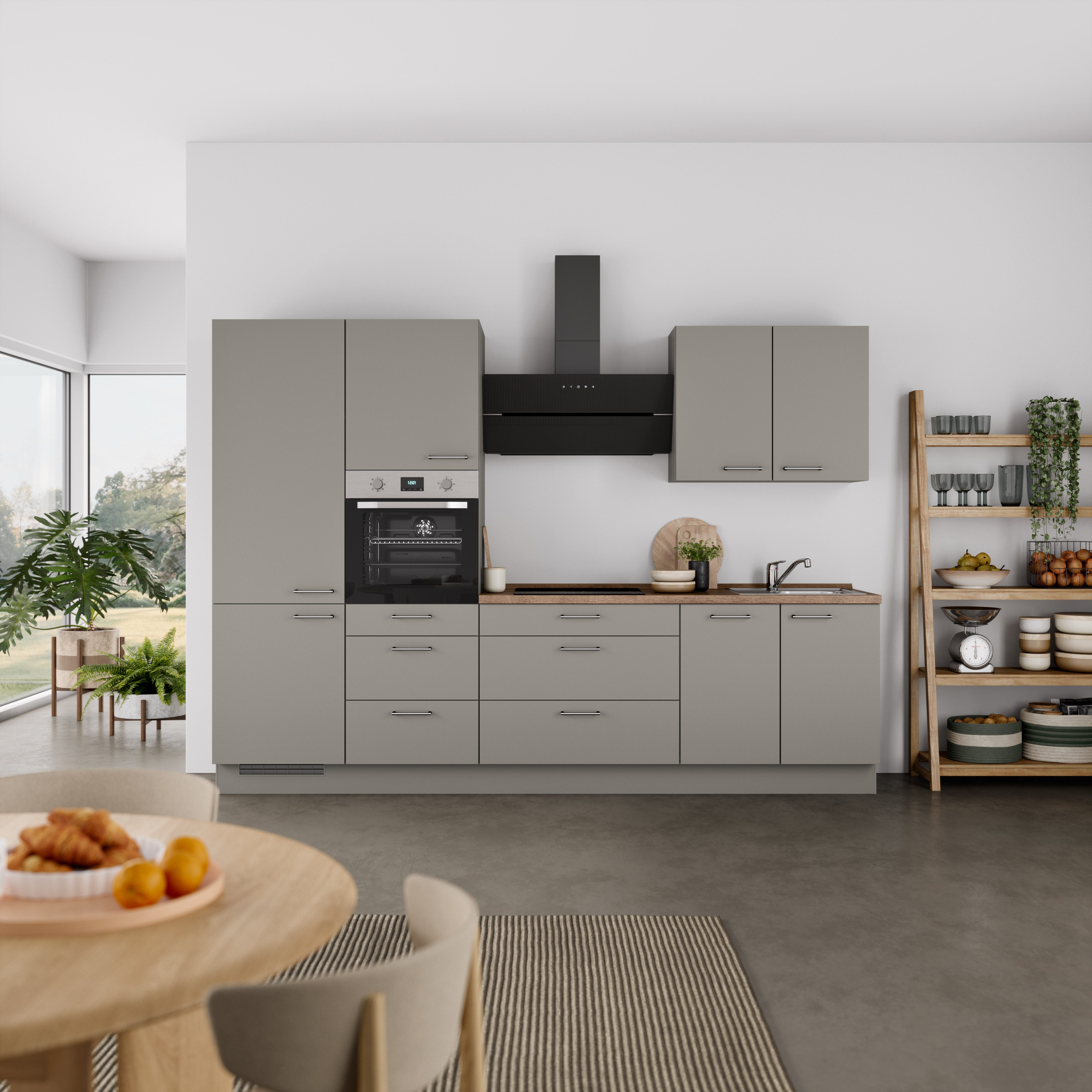 nobilia® Küchenzeile "Laser II", NEU: individuell anpassbar mit gratis Profi-Beratung, vormontiert, 300 cm breit, optional mit verschiedenen E‑Geräte-Sets