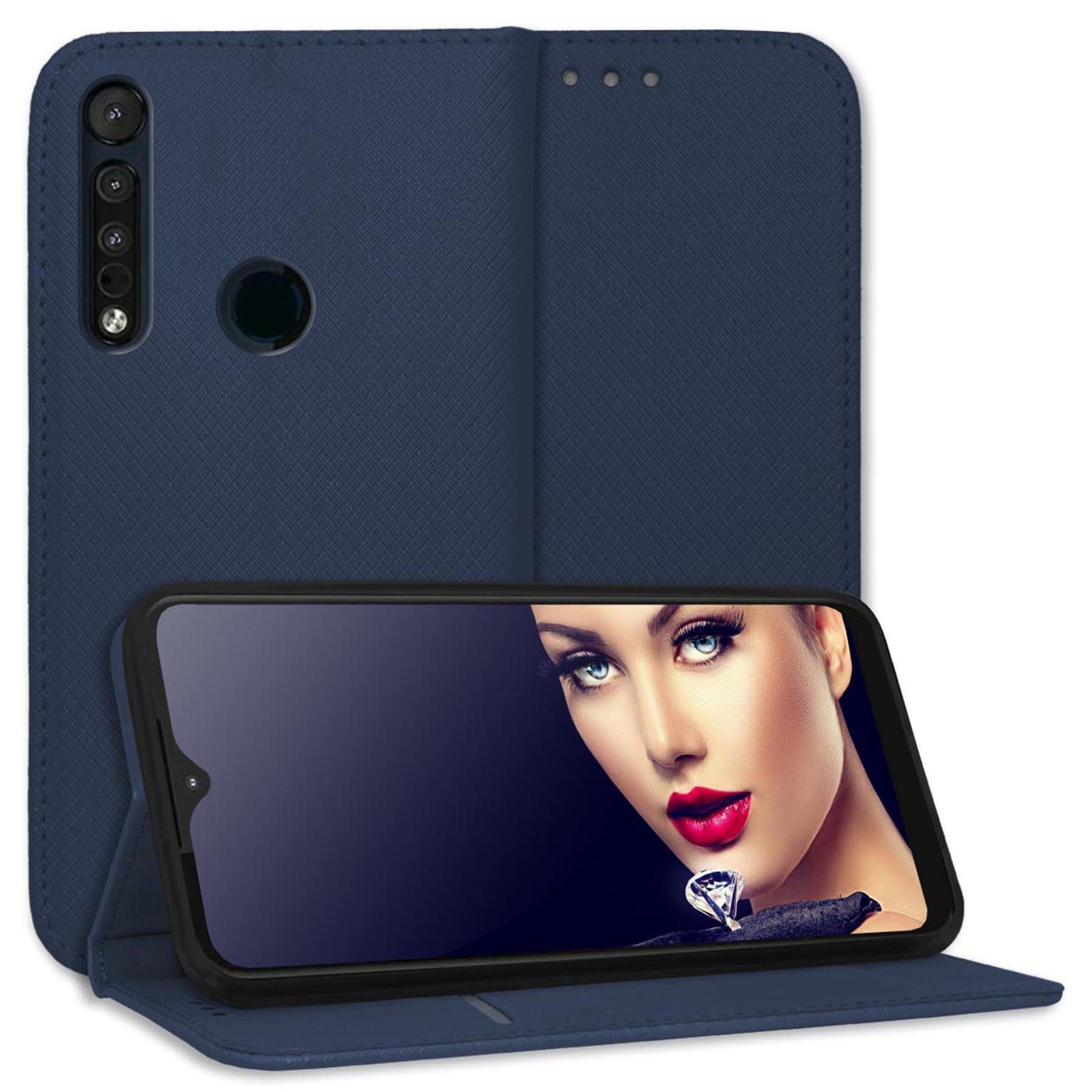 mtb more energy Smartphone-Hülle Smart Magnet für Motorola One Macro, Blau, Bookstyle Klapphülle Cover Wallet Case aus Kunstleder