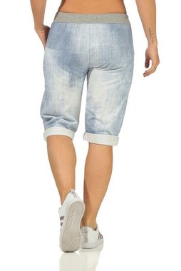 Aurela Damenmode Jogginghose Bermuda Damen Hose Kurze Jogpants leichte Shorts moderne Jeansoptik, mit elastischem Bund