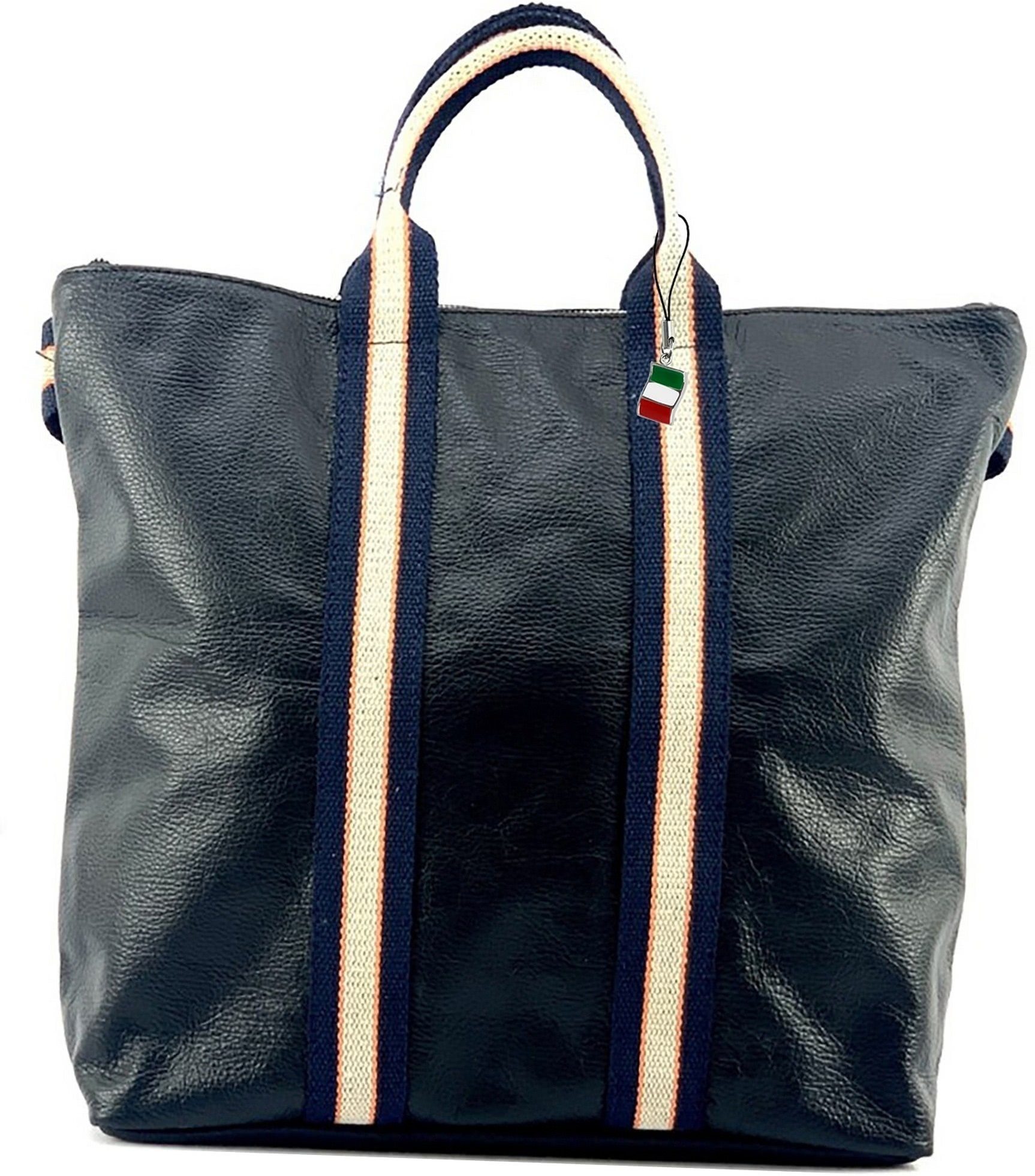 FLORENCE Handtasche Florence Damen Rucksack Daypack, Damen Tasche Echtleder schwarz, blau, beige, Made-In Italy