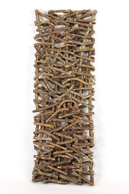 Dekoleidenschaft Dekoobjekt "Rustikal" aus Rattan & Holz, 40x108 cm, Raumteiler, Paravent, (1 St), Hängedeko, Wandschmuck - Jedes Stück ein Unikat