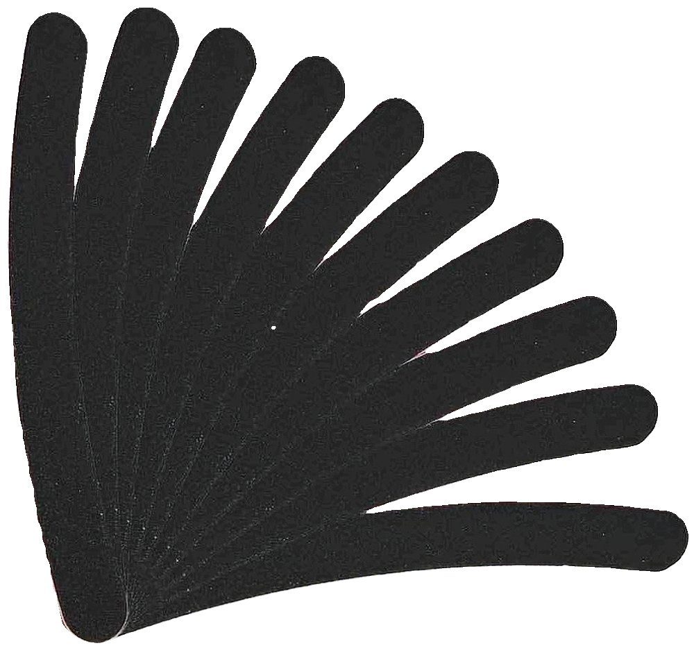 World of Nails-Design Sandblatt-Nagelfeile 10 Standard Banane Stück Formen, verschiedene Studiofeile, lange haltbar 100/180 Körnungen, Farben, schwarz