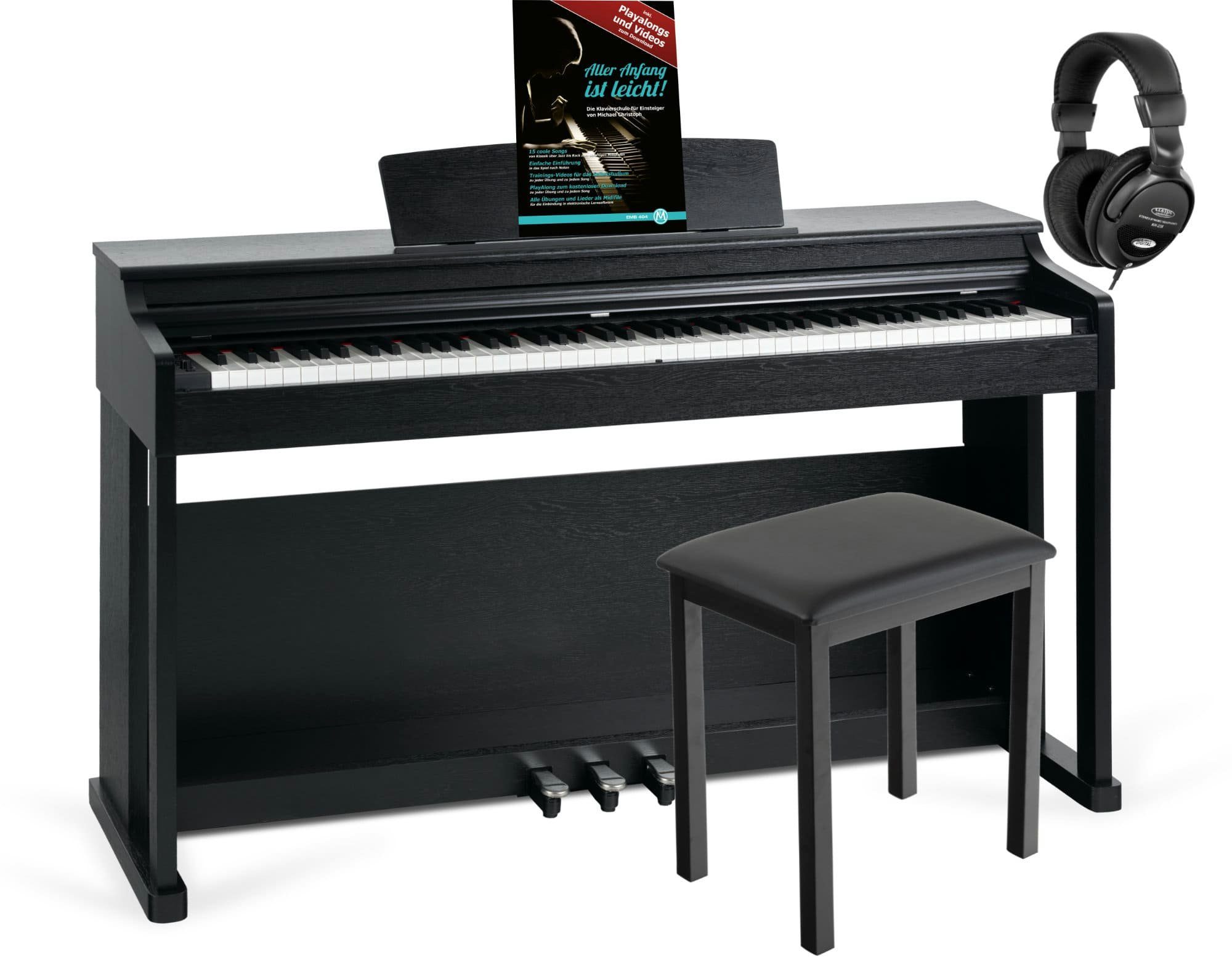 McGrey Digitalpiano DP-19 E-Piano Set - Einsteigerpiano - Zahlreiche Funktionen (Sparset inklusive Klavierbank, Kopfhörer und Klavierschule), Klavier mit 88 gewichteten Tasten und Hammermechanik