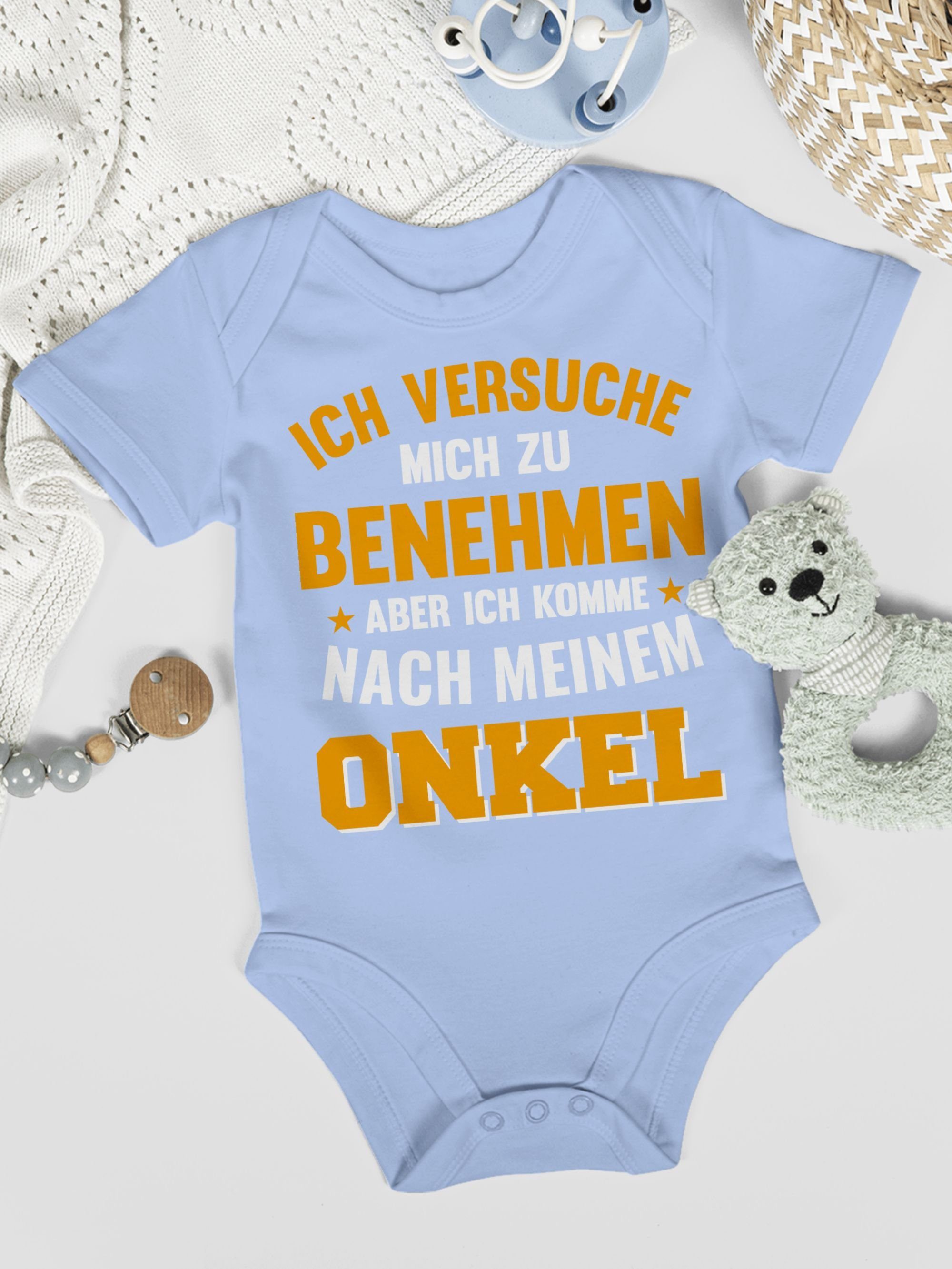 Shirtracer Shirtbody Ich 3 Onkel nach orange mich aber benehmen Babyblau ich versuche meinem Baby zu Sprüche komme