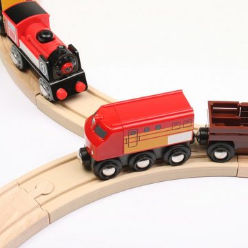 Kreative Feder Spielzeugeisenbahn-Schiene Verstellbare Weiche mit 2 Spuren - Erweiterung für Holz-Eisenbahnen, (1-tlg), aus Bio-Kunststoff; kompatibel mit Eichhorn, Brio, Haba, Thomas,...