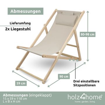 holz4home Gartenliege 2er Set Liegestuhl klappbar aus Kiefernholz I Sonnenliege Balkon