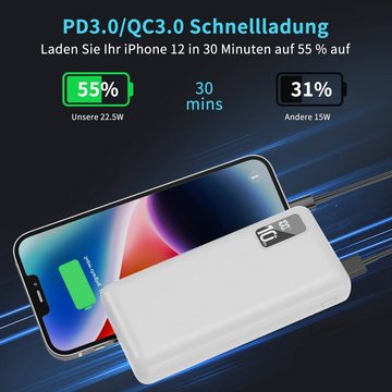 JOEAIS Powerbank 30000mAh Externe Handyakkus Batterie USB Type C Externe Akku Powerbank, 22.5W Ladegerät Kompatibel