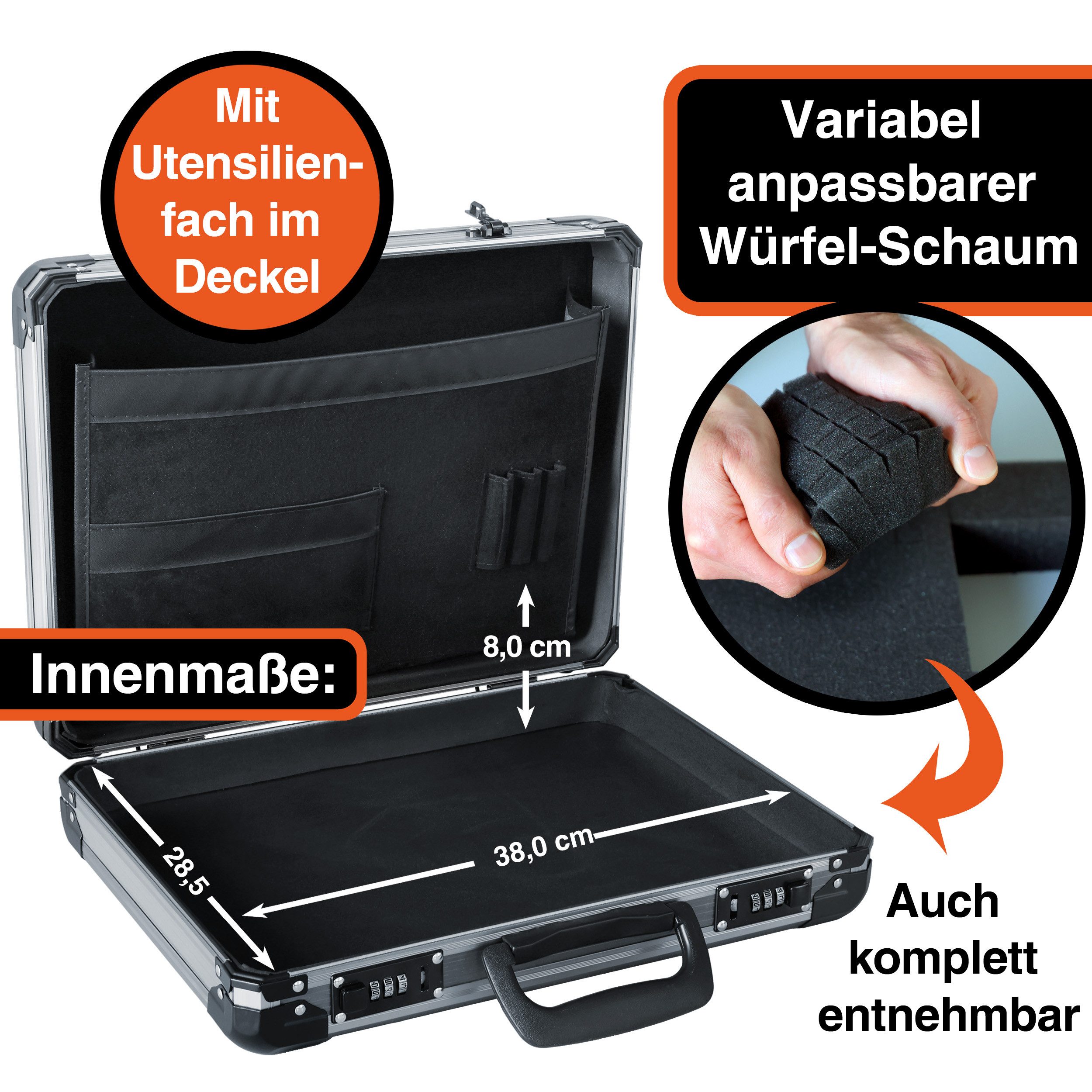 YPC Werkzeugkoffer TITANCASE Alukoffer mit Würfelschaum – M, XL und XXL